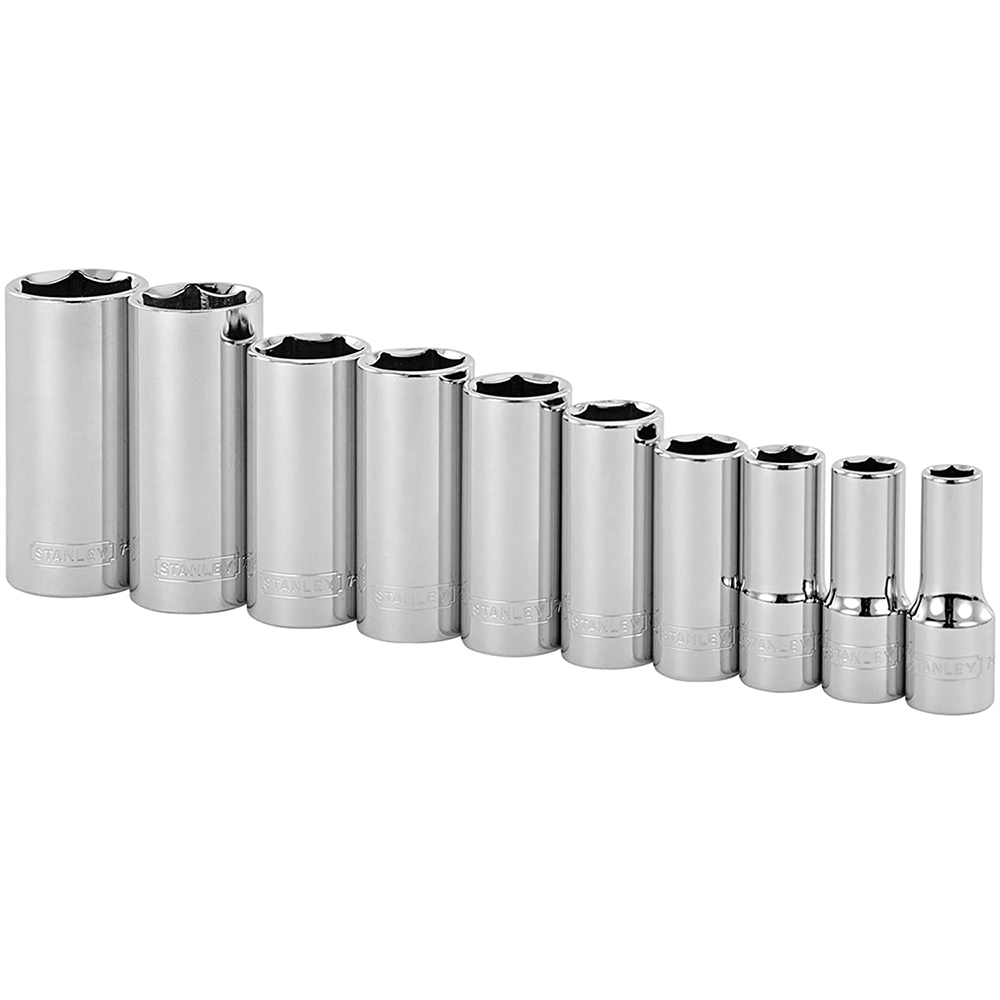Stanley 10 Piece Professional Grade SAE 3/8-Inch Drive 6-Point Deep Socket Set from Columbia Safety