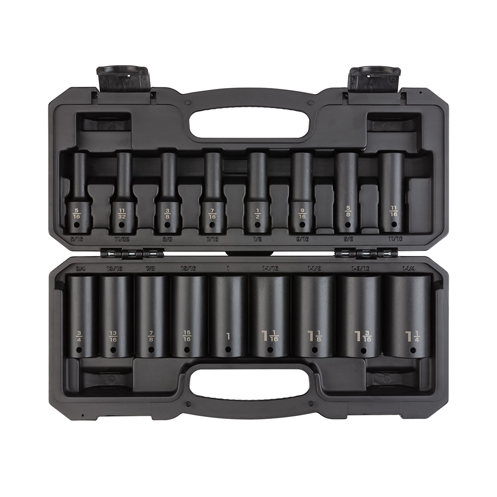 Tekton 1/2 Inch Drive Deep 6-Point 17 Piece Impact Socket Set from Columbia Safety