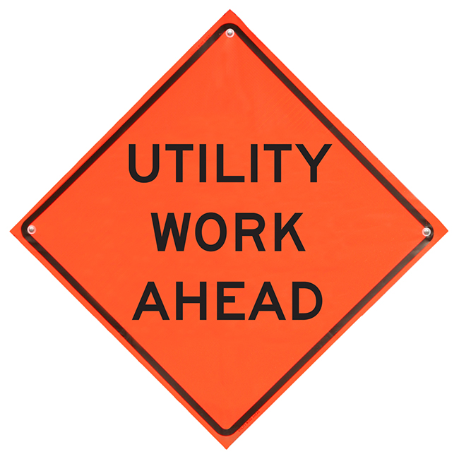 Dicke Safety Super Bright 48 Inch Utility Work Ahead Roll-Up Sign (Sign Only) from Columbia Safety