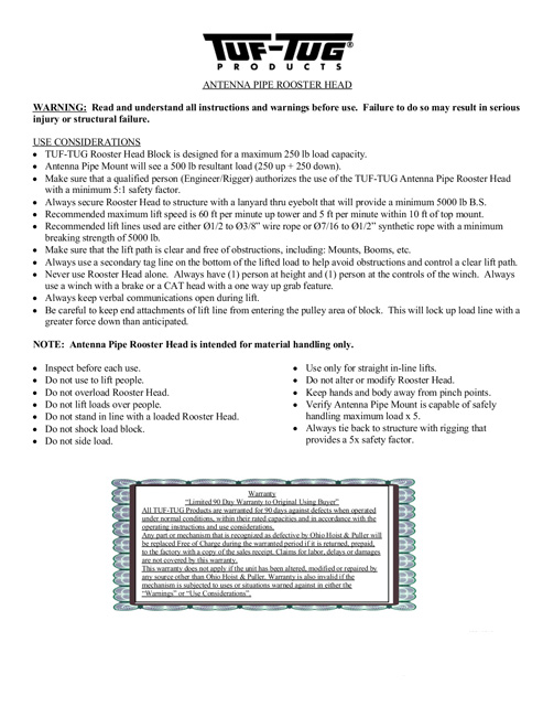 Tuf-Tug DAS/LTE 2 Inch Antenna Pipe Rooster Head with Certificate from Columbia Safety