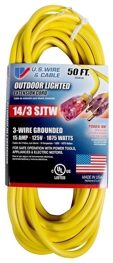 US Wire and Cable SJTW 14/3 Extension Cord - 50 Feet from Columbia Safety
