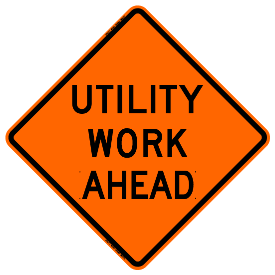 Bone Safety 'Utility Work Ahead' Sign from Columbia Safety