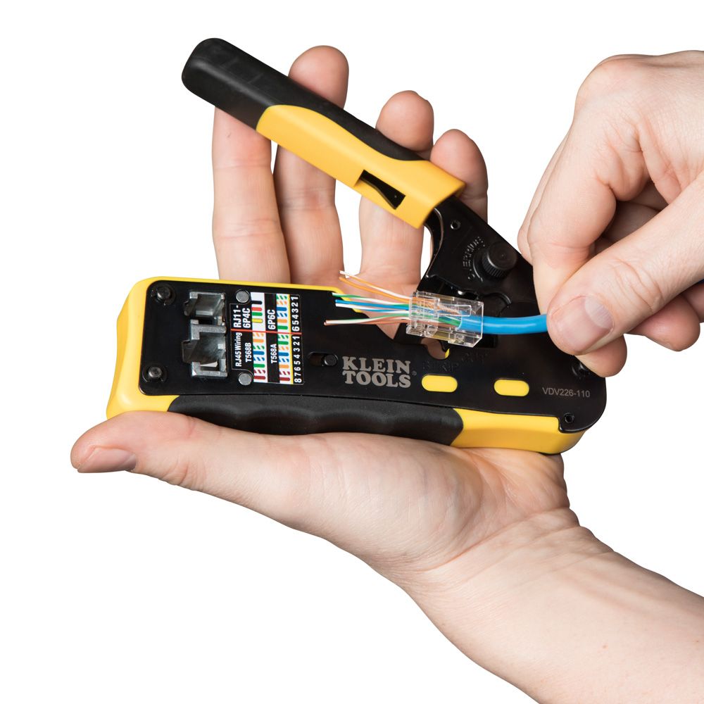 Klein Tools Ratcheting Cable Crimper/Stripper/Cutter for Pass-Thru Connectors from Columbia Safety