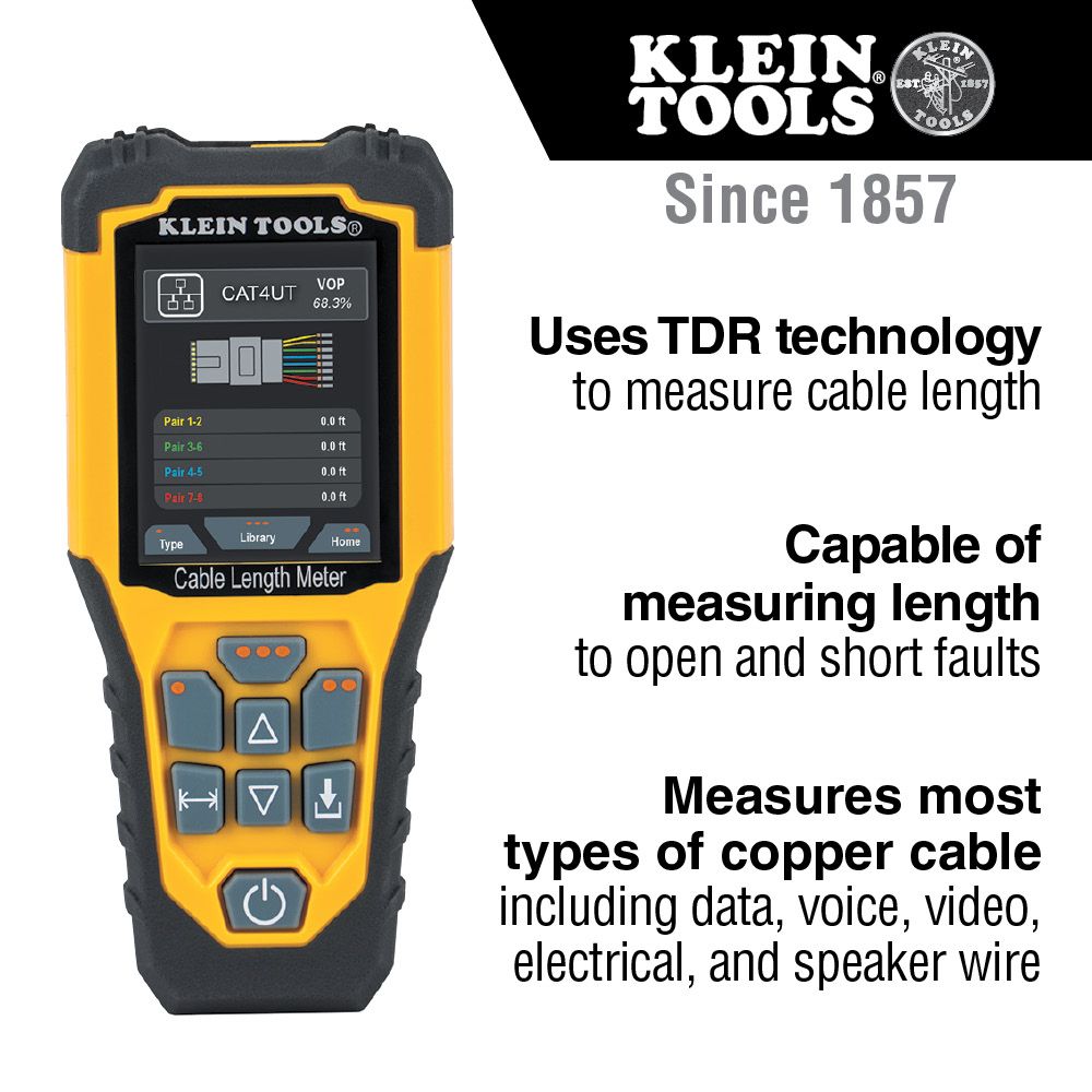 Klein Tools 501-915 TDR Cable Length Meter from Columbia Safety