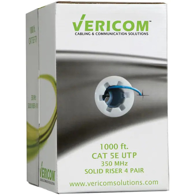 Vericom CAT 5e U/UTP Solid Riser CMR 1000 Foot Cable from Columbia Safety