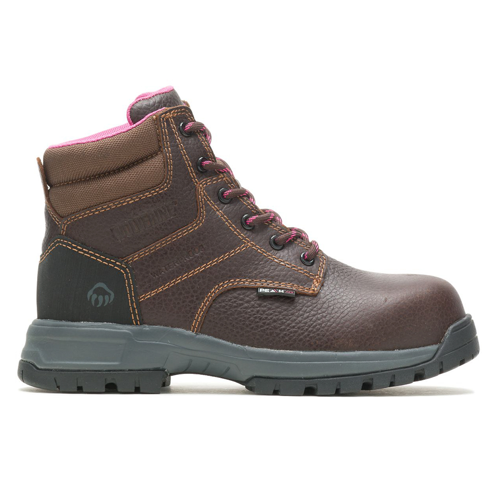 Wolverine Women's Piper Waterproof 6-Inch Work Boots with Composite Toe (Brown) from Columbia Safety