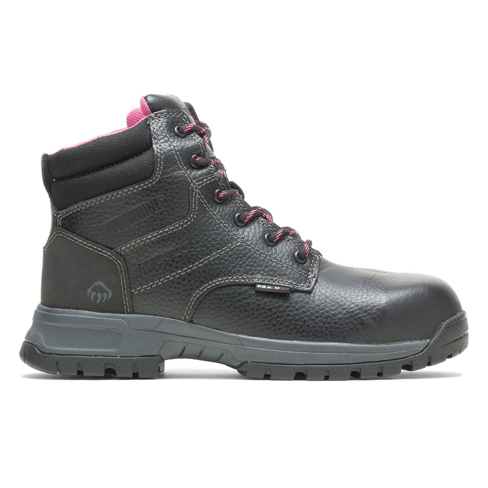 Wolverine Women's Piper Waterproof 6 Inch Work Boots with Composite Toe (Black) from Columbia Safety