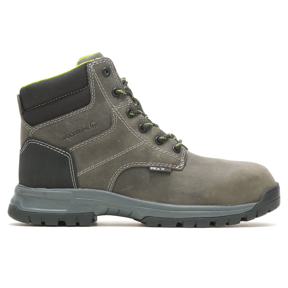 Wolverine Women's Piper 6-Inch Work Boots with Composite Toe (Charcoal Grey/Grey) from Columbia Safety