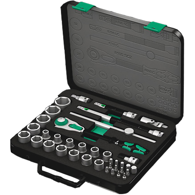 Wera Tools 8100 SC 2 Zyklop 1/2 Inch Drive Speed Ratchet Metric Set from Columbia Safety