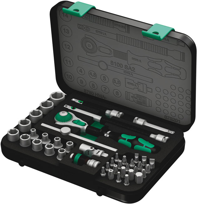 Wera Tools 8100 SA 2 Zyklop 1/4 Inch Drive Speed Ratchet Metric Set from Columbia Safety