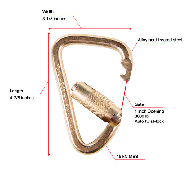 WestFall Pro 7400 4-7/8 x 3 in. Steel Carabiner with 1 in. Gate from Columbia Safety