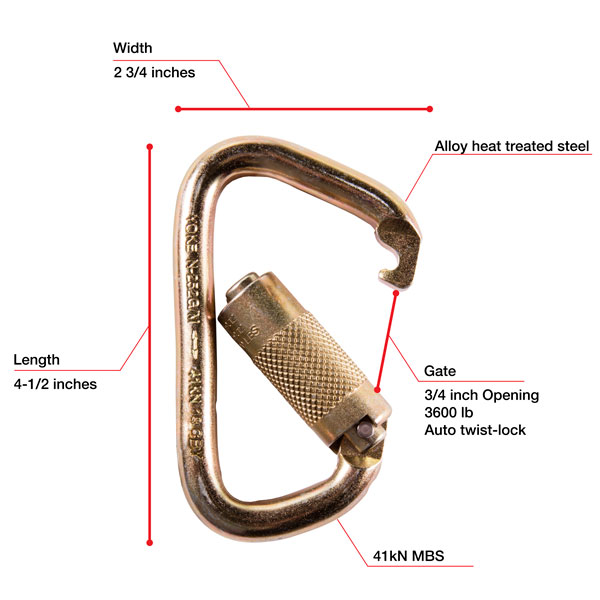 7405 WestFall Pro 4-1/2 x 2-3/4in. Steel Carabiner with 3/4in. Gate from Columbia Safety