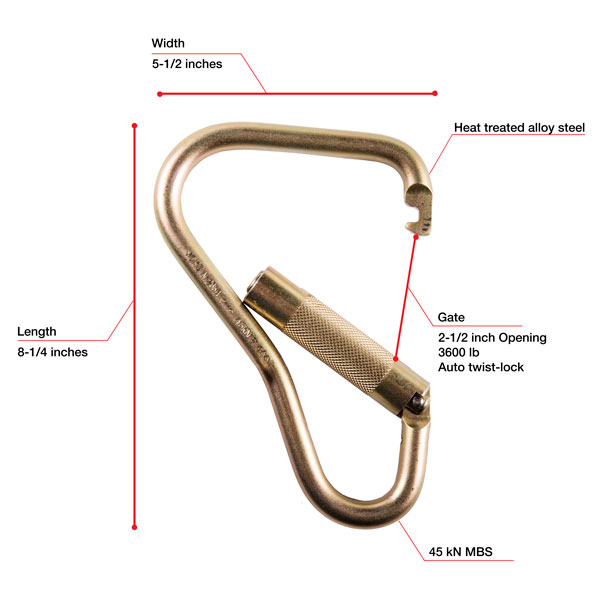 7430 WestFall Pro 7 x 4-1/2in. Steel Carabiner 2-1/4in. Gate from Columbia Safety
