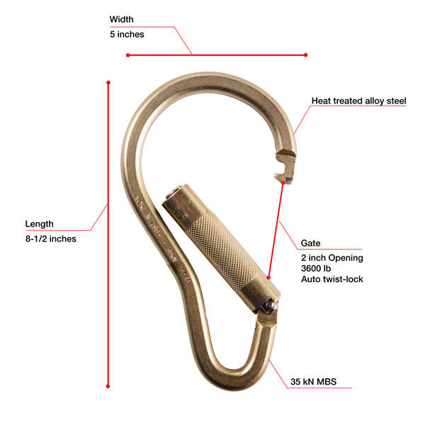 7440 WestFall Pro 8-1/2 x 5in. Steel Carabiner 2in. Gate from Columbia Safety