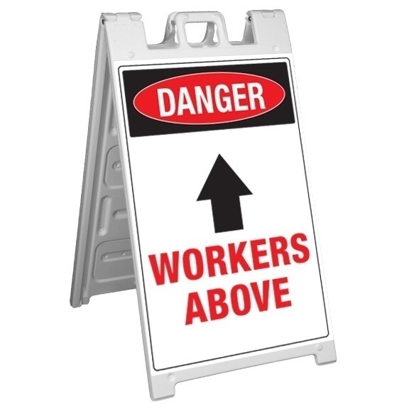GME Supply Danger Workers Above Fold Up Floor Sign from Columbia Safety