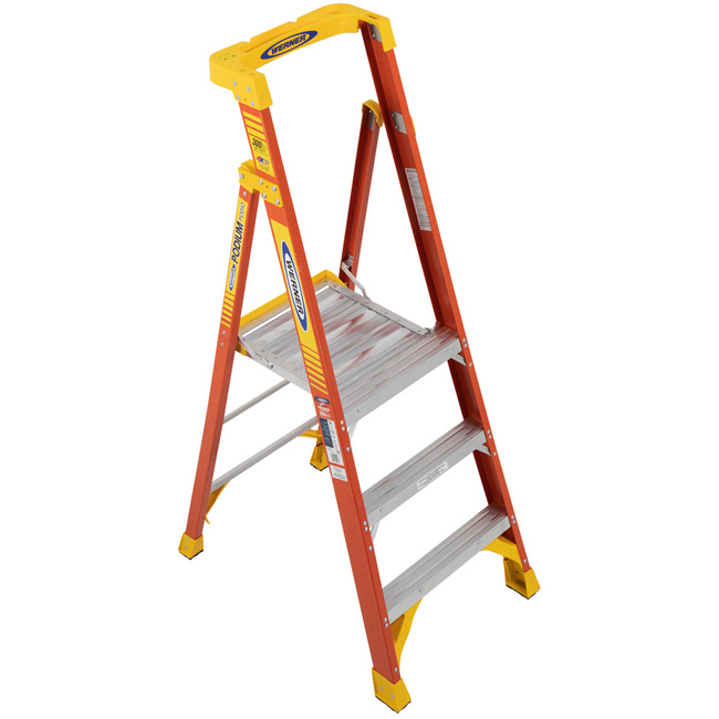 Werner 9 Foot Fiberglass Podium Ladder Type IA from Columbia Safety