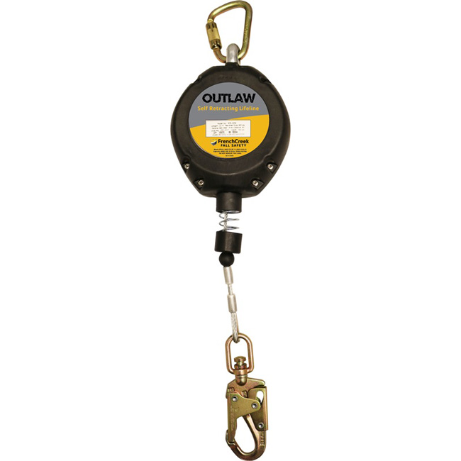 French Creek 30 Foot Stainless Steel Wire Rope SRL with Thermoplastic Housing and Carabineer from Columbia Safety
