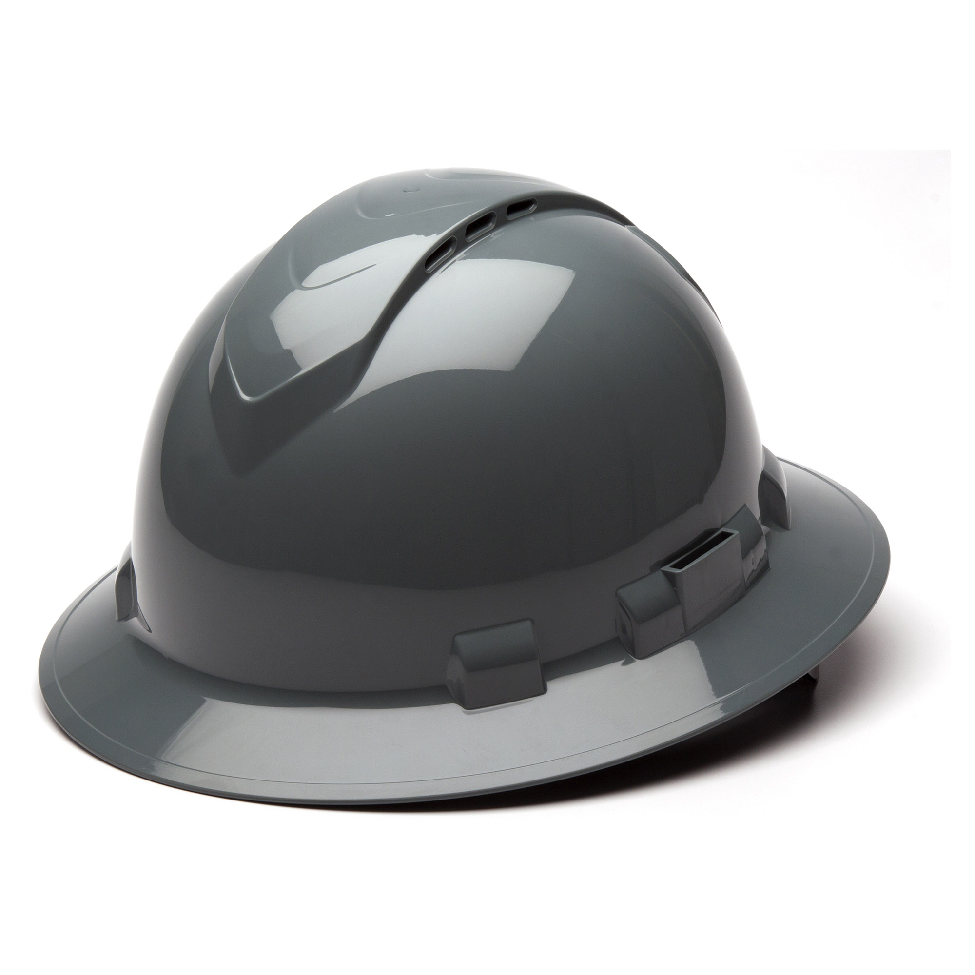 Pyramex Ridgeline Vented Full Brim Hard Hat with 4 Point Ratchet Suspension from Columbia Safety