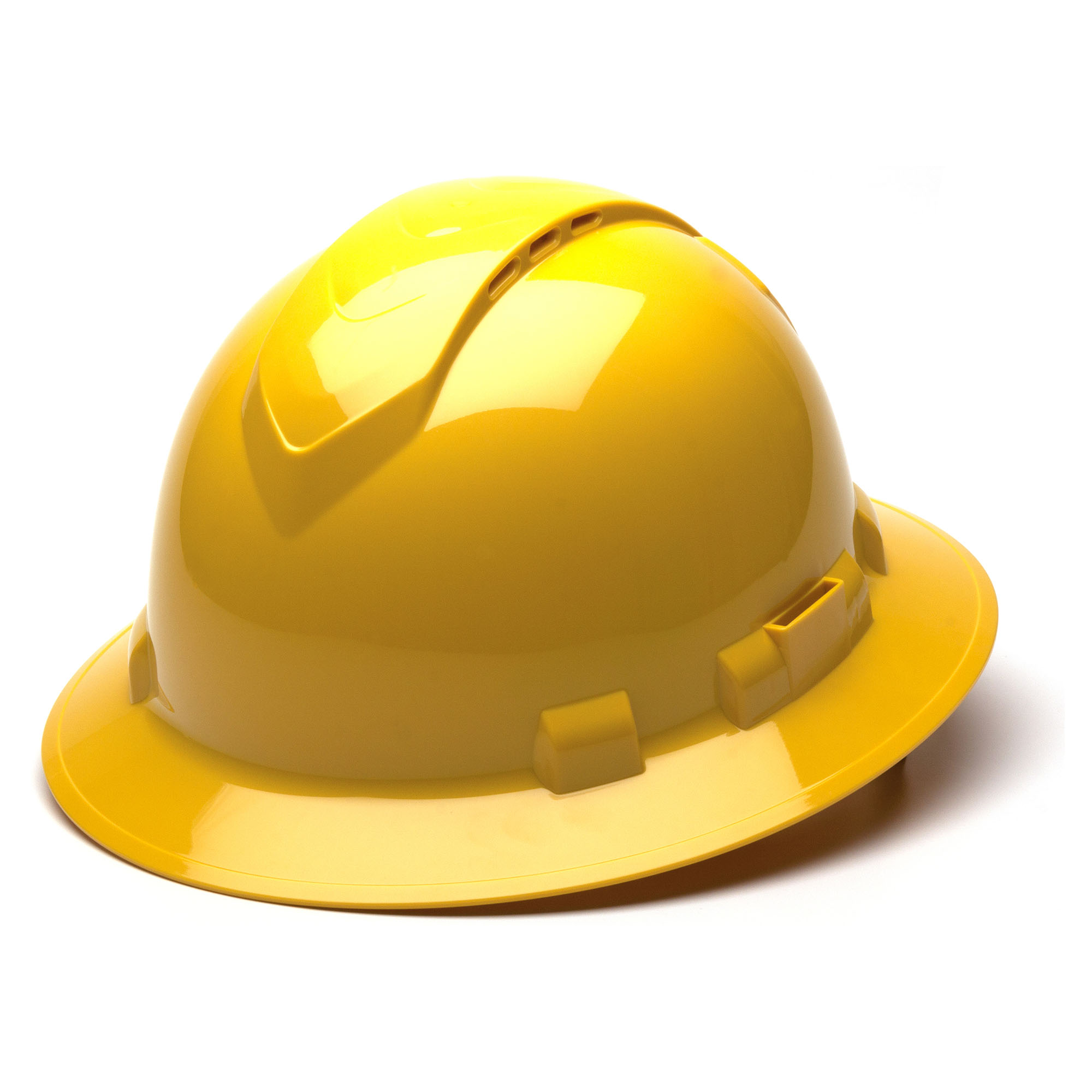 Pyramex Ridgeline Vented Full Brim Hard Hat with 4 Point Ratchet Suspension from Columbia Safety