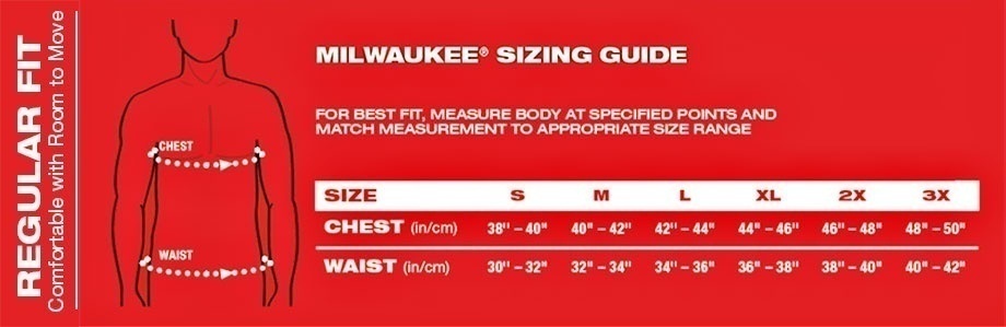 Milwaukee M12 Jacket Size Chart